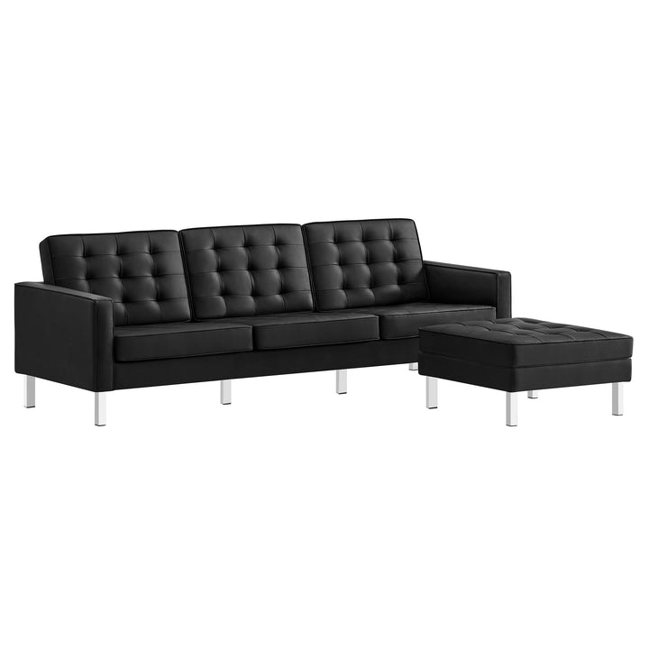 Luxe Lounge Leatherette Sofa and Ottoman Set