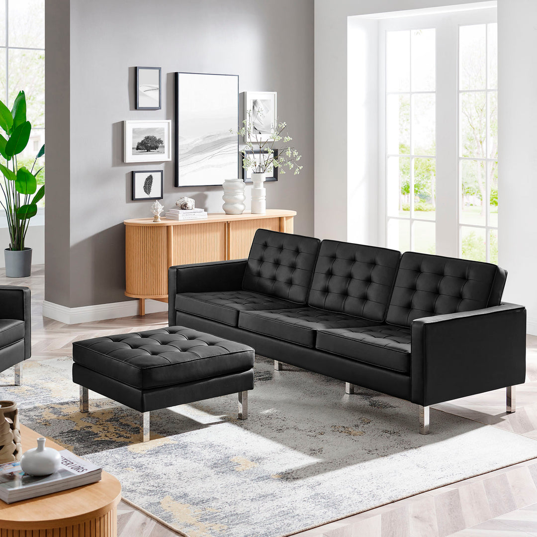 Luxe Lounge Leatherette Sofa and Ottoman Set