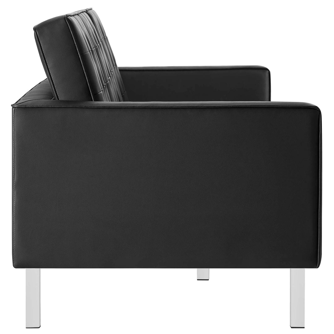 Luxe Lounge Leatherette Sofa and Ottoman Set