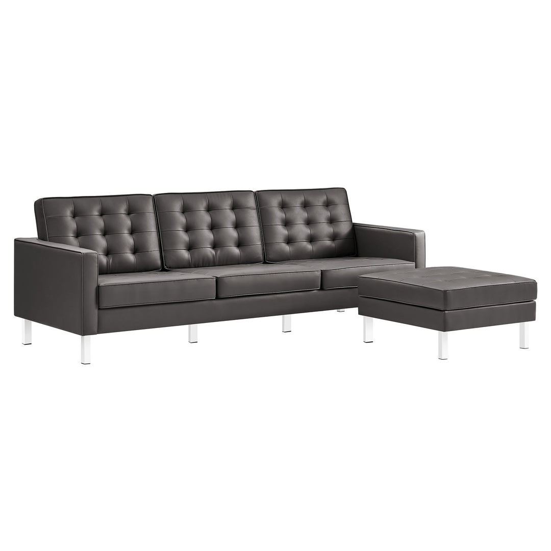 Luxe Lounge Leatherette Sofa and Ottoman Set