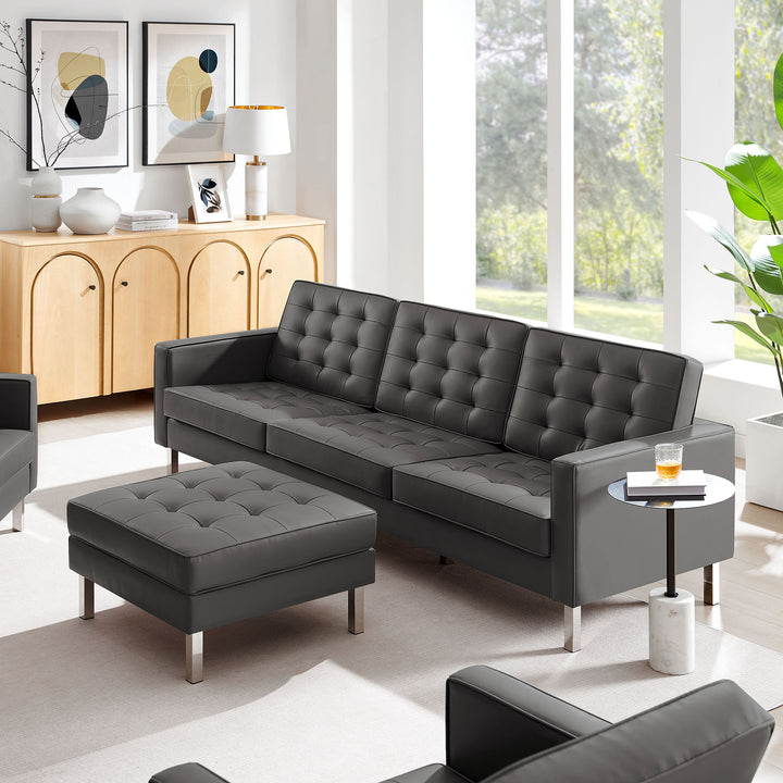 Luxe Lounge Leatherette Sofa and Ottoman Set