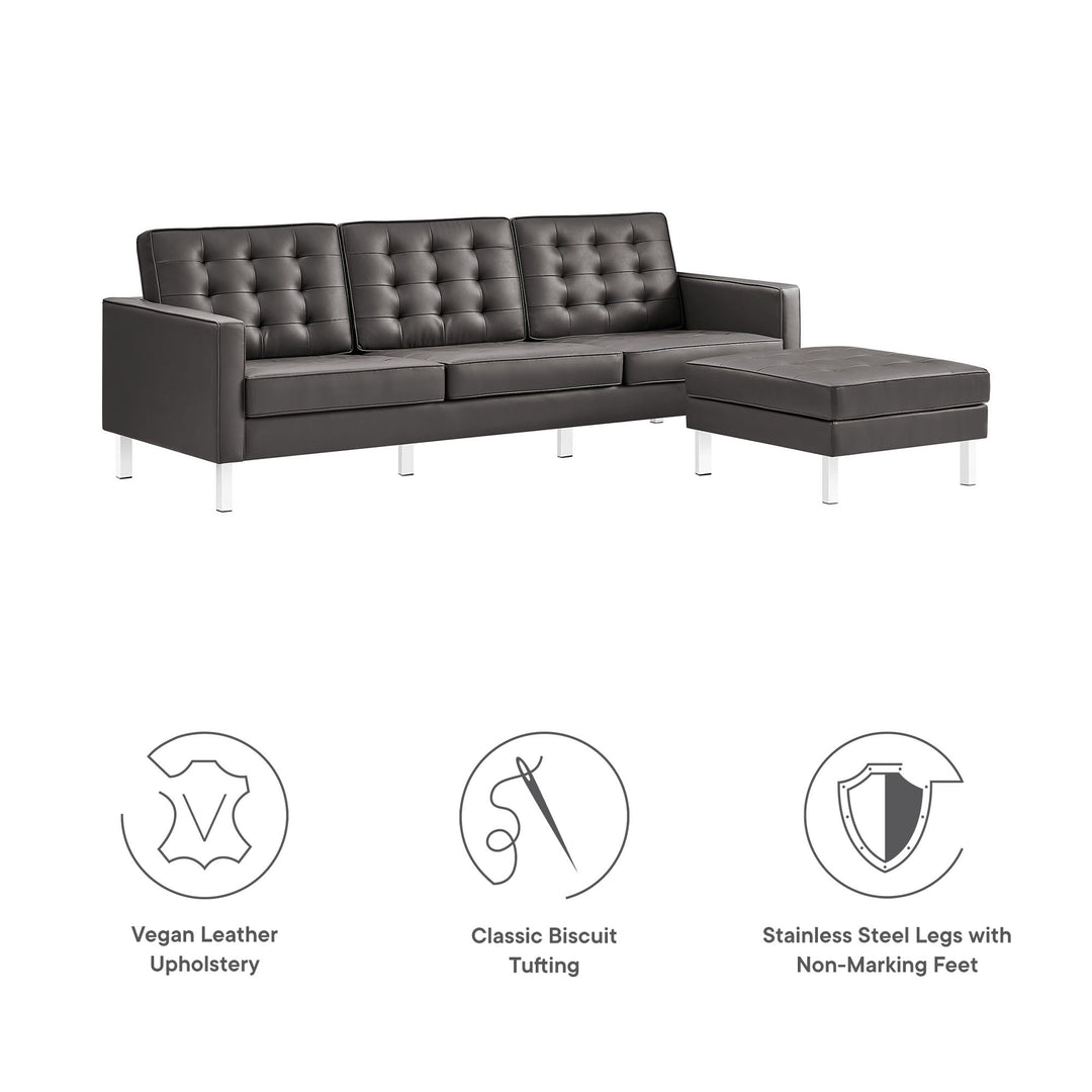 Luxe Lounge Leatherette Sofa and Ottoman Set