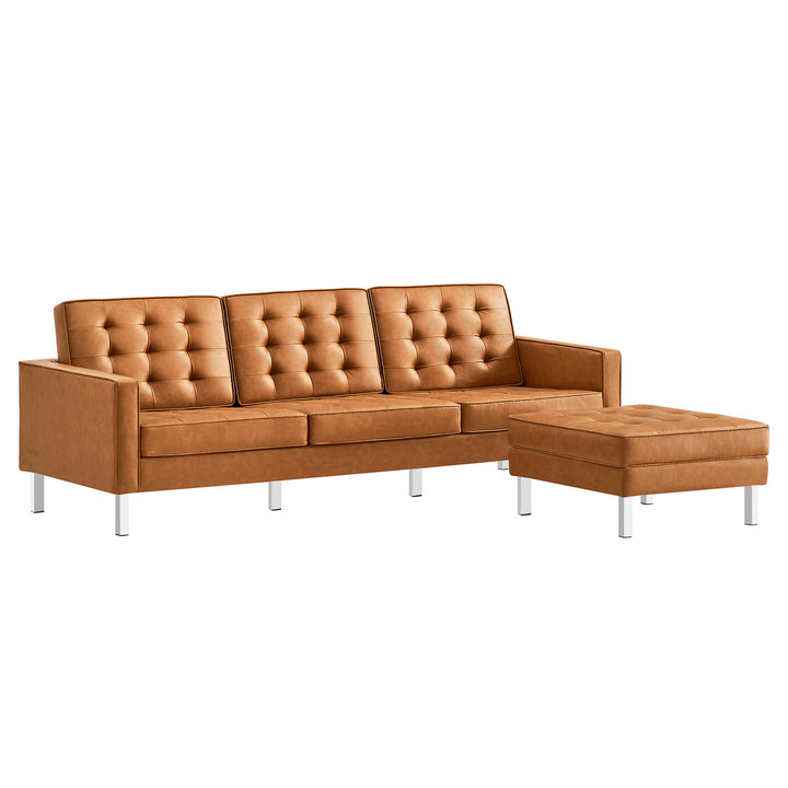 Luxe Lounge Leatherette Sofa and Ottoman Set