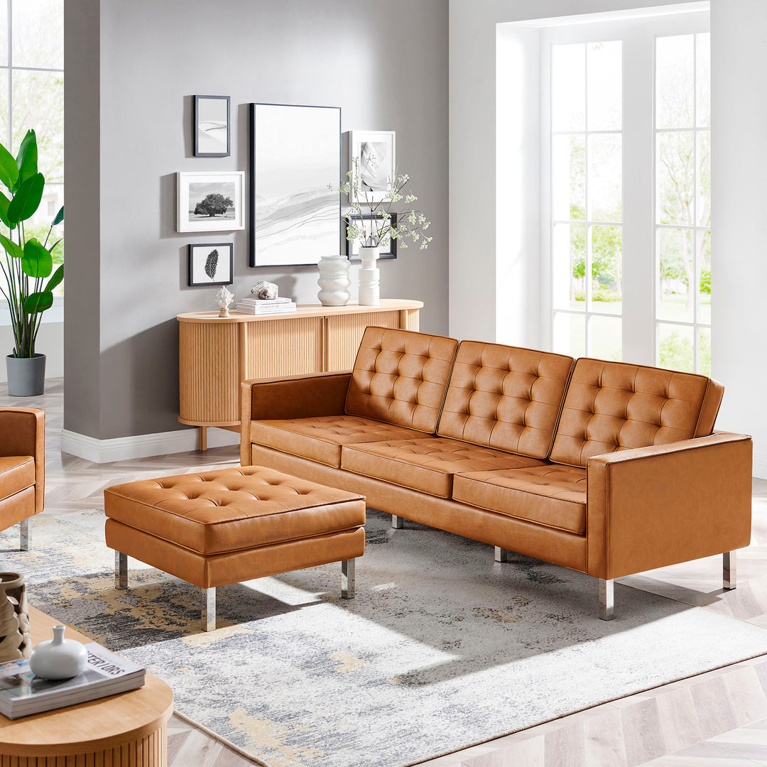 Luxe Lounge Leatherette Sofa and Ottoman Set