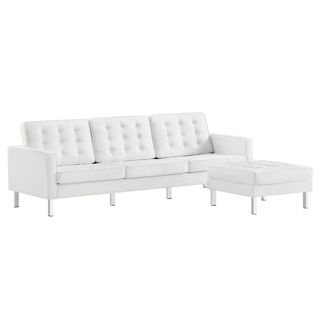 Luxe Lounge Leatherette Sofa and Ottoman Set