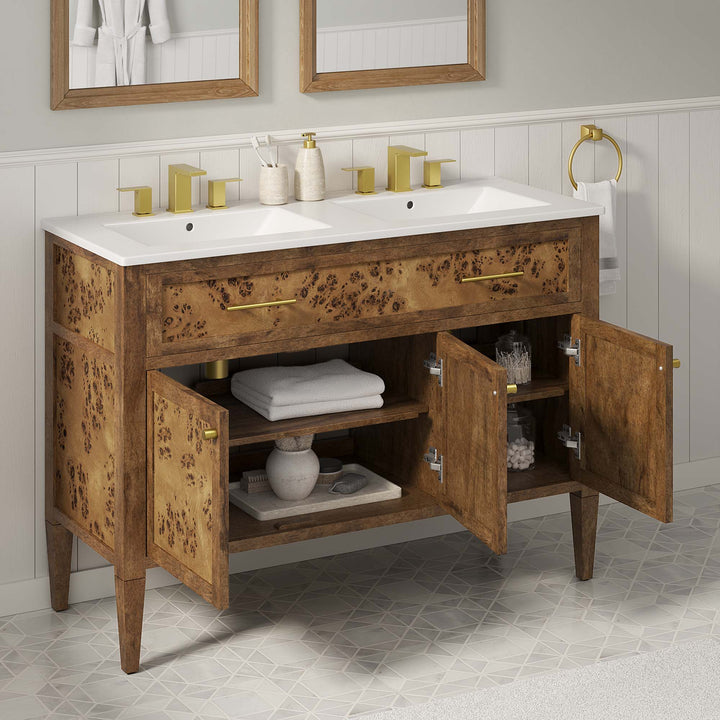 Emerson 48" Wood Double Sink Bathroom Vanity