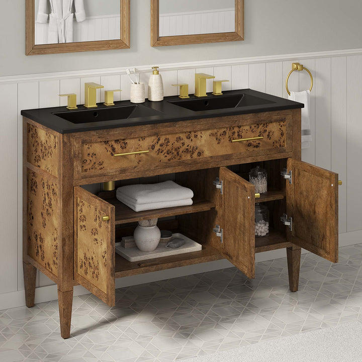 Elysium 48" Walnut Double Sink Washstand Vanity