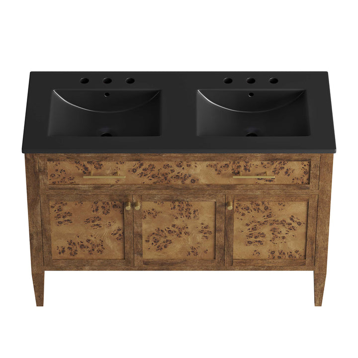 Elysium 48" Walnut Double Sink Washstand Vanity