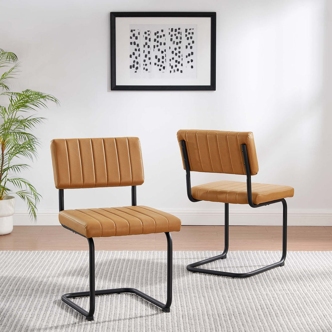 Premium Padded Parity Vegan Leather Chairs Set of 2