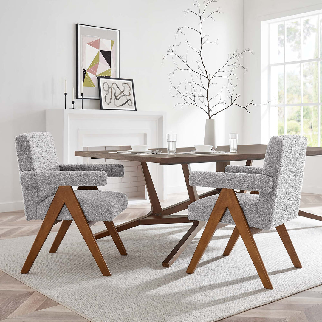 Luna Boucle Fabric Dining Room Chair Set of 2