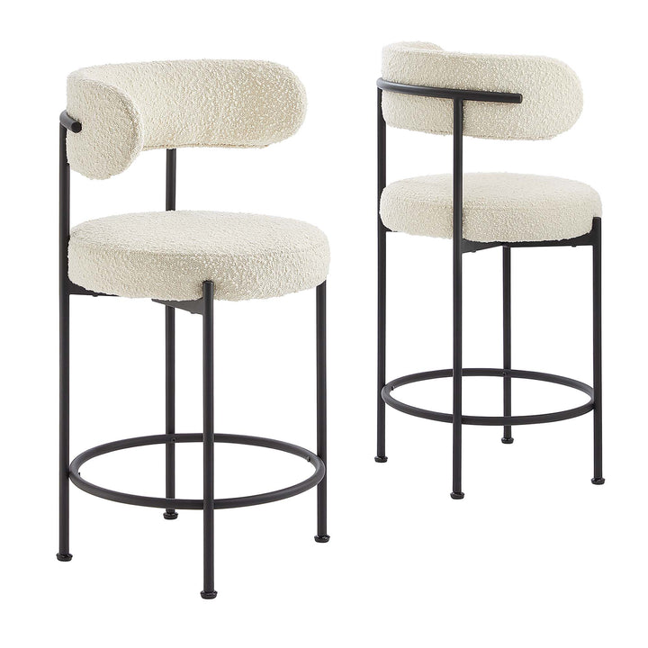 Amory Accent Boucle Fabric Stools Set of 2