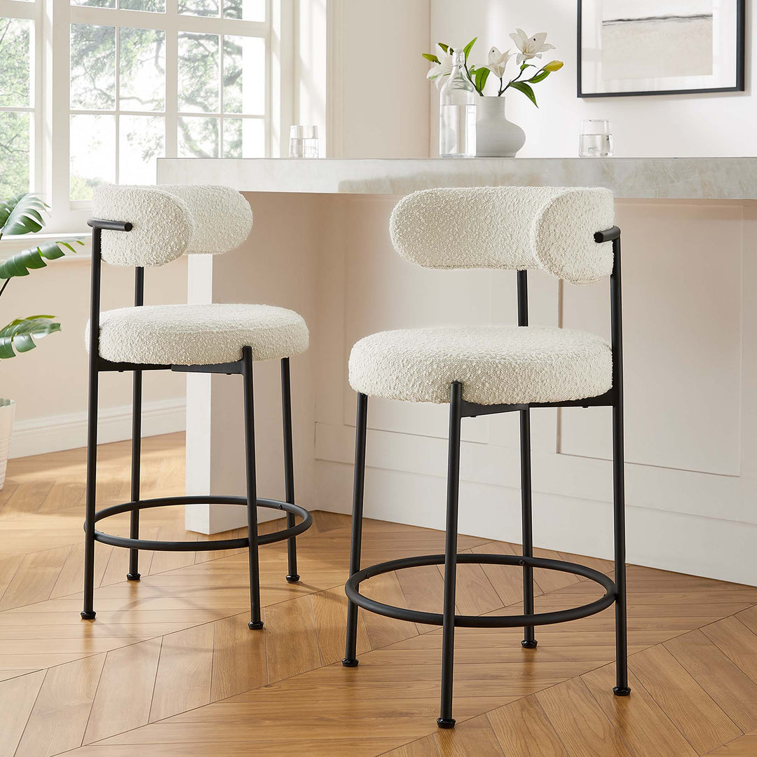 Amory Accent Boucle Fabric Stools Set of 2