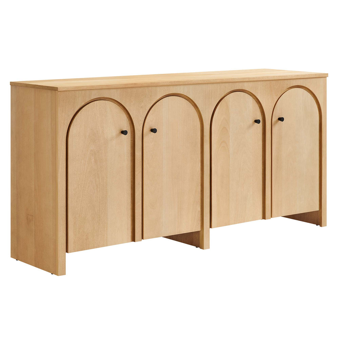 Alderwood Walnut 4-Door Sideboard Storage Cabinet