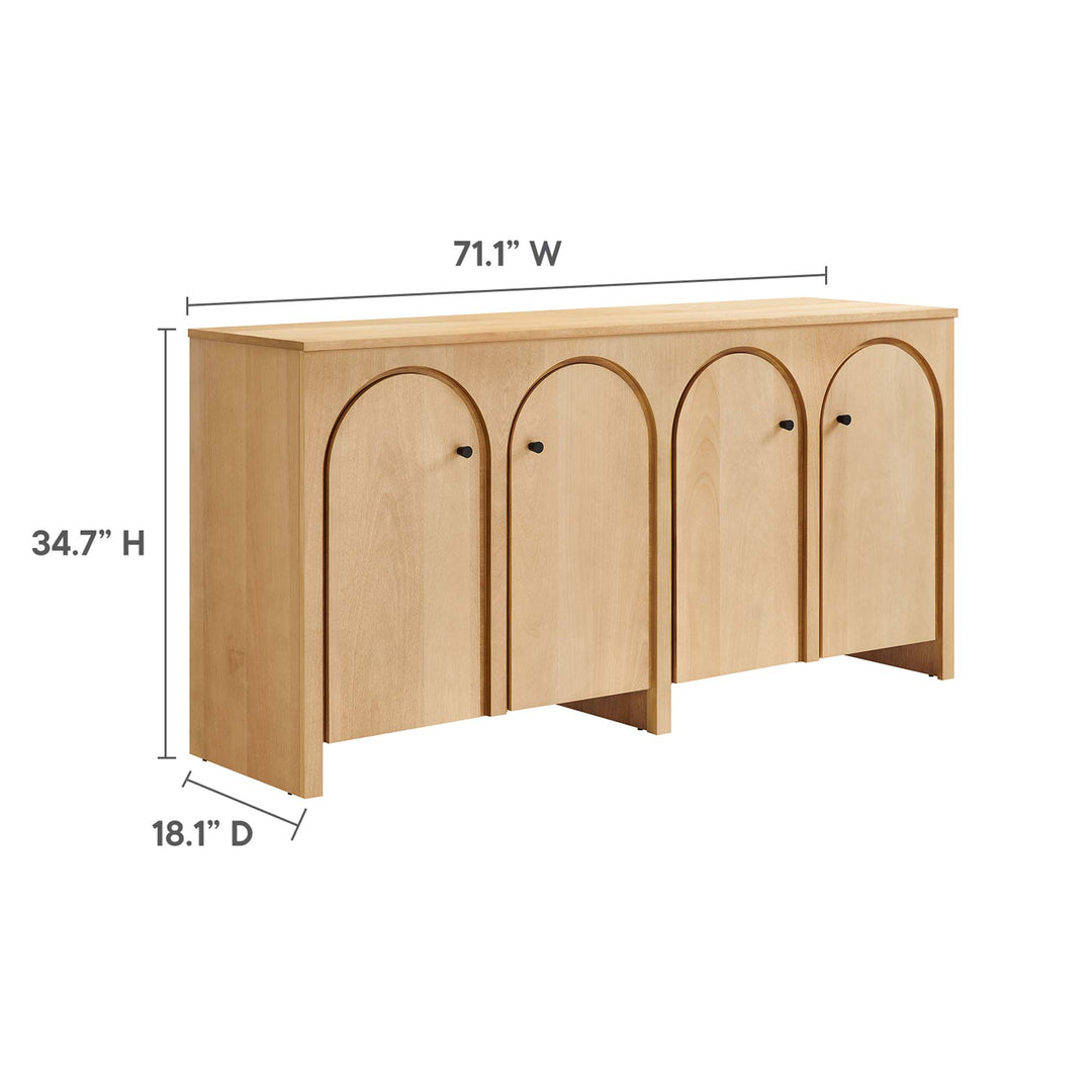 Alderwood Walnut 4-Door Sideboard Storage Cabinet