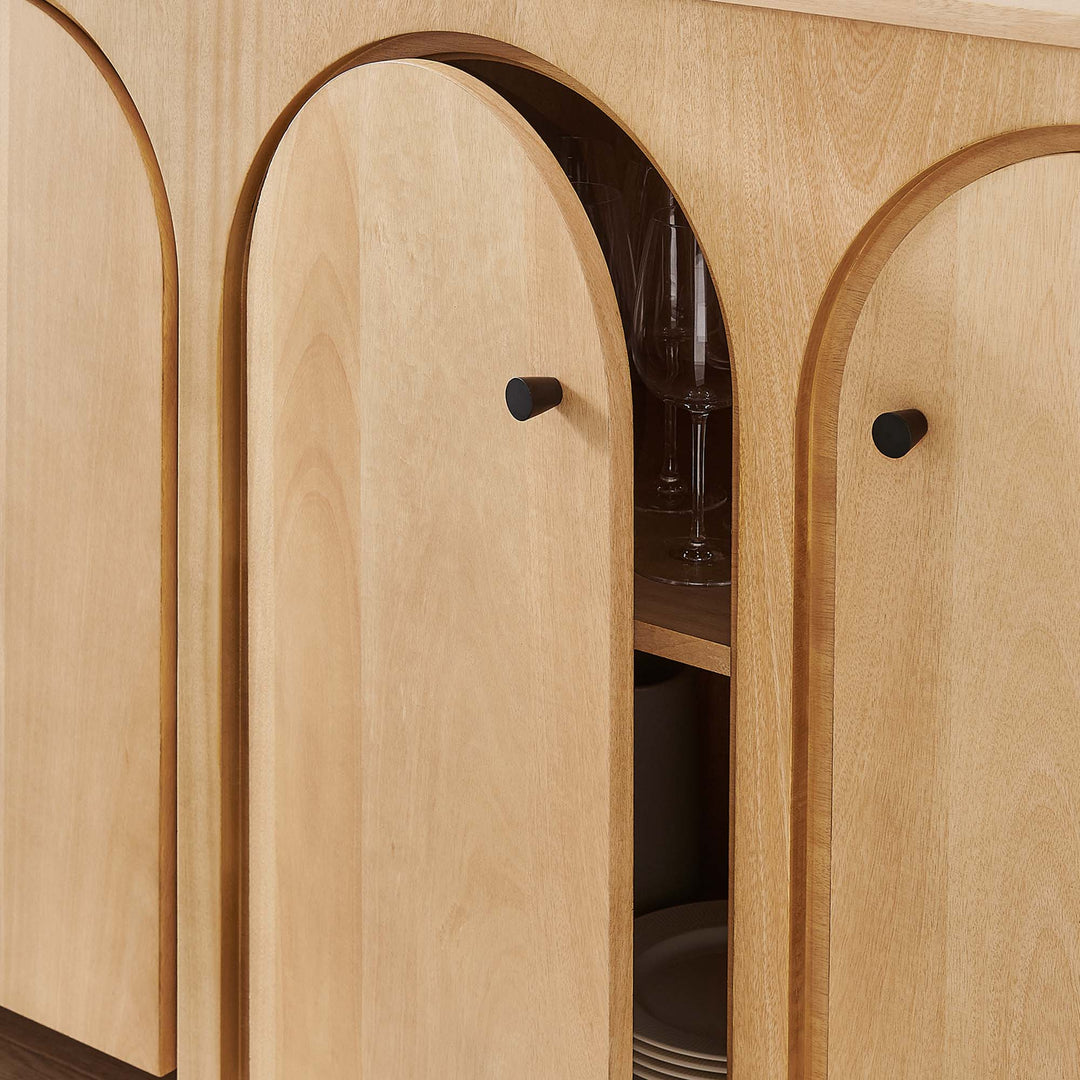 Alderwood Walnut 4-Door Sideboard Storage Cabinet