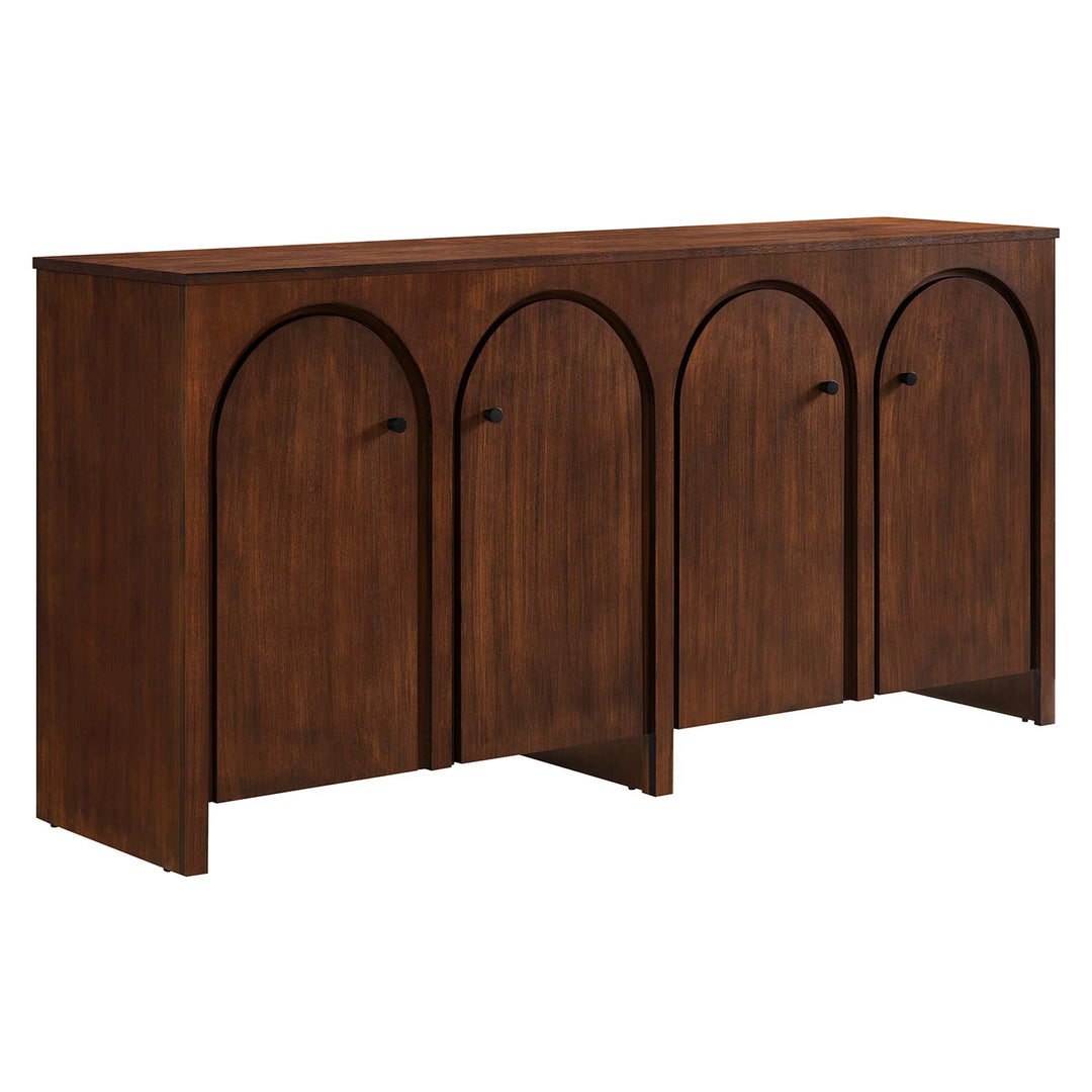 Alderwood Walnut 4-Door Sideboard Storage Cabinet