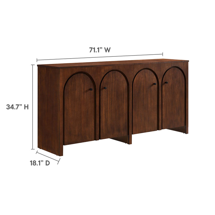 Alderwood Walnut 4-Door Sideboard Storage Cabinet