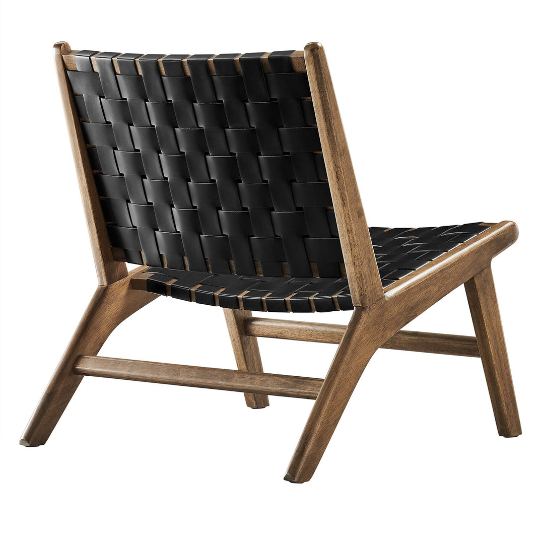 Sienna Leather Wood Accent Lounge Chair