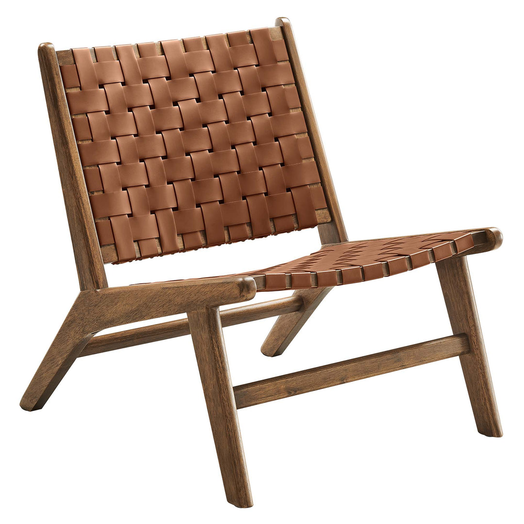 Sienna Leather Wood Accent Lounge Chair