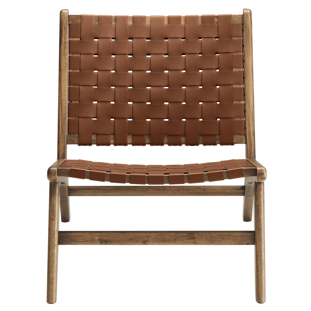 Sienna Leather Wood Accent Lounge Chair