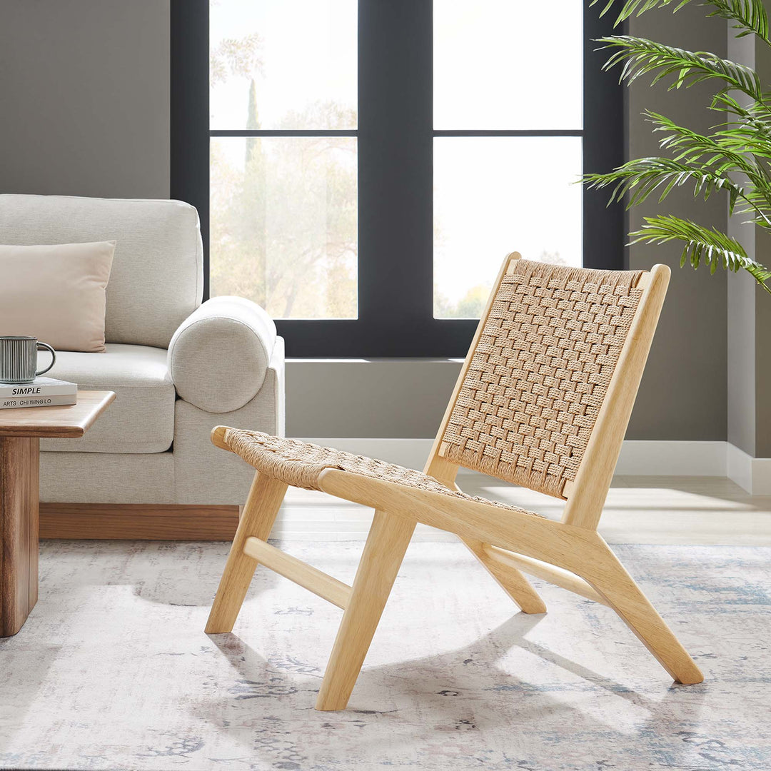 Seren Woven Rope Wood Accent Lounge Chair