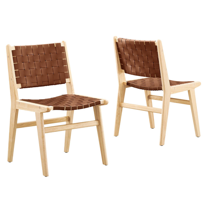 Sylvan Leather Wood Dining Side Chair Set of 2