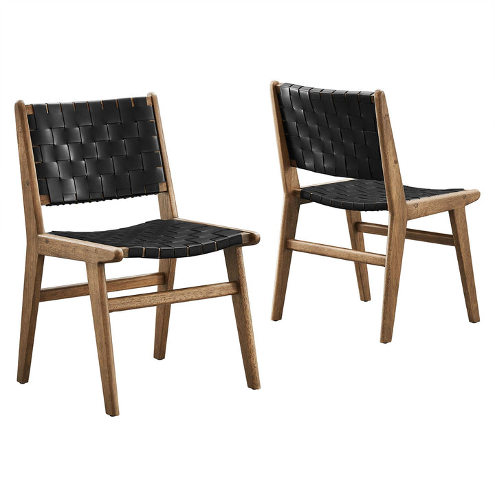 Sylvan Leather Wood Dining Side Chair Set of 2