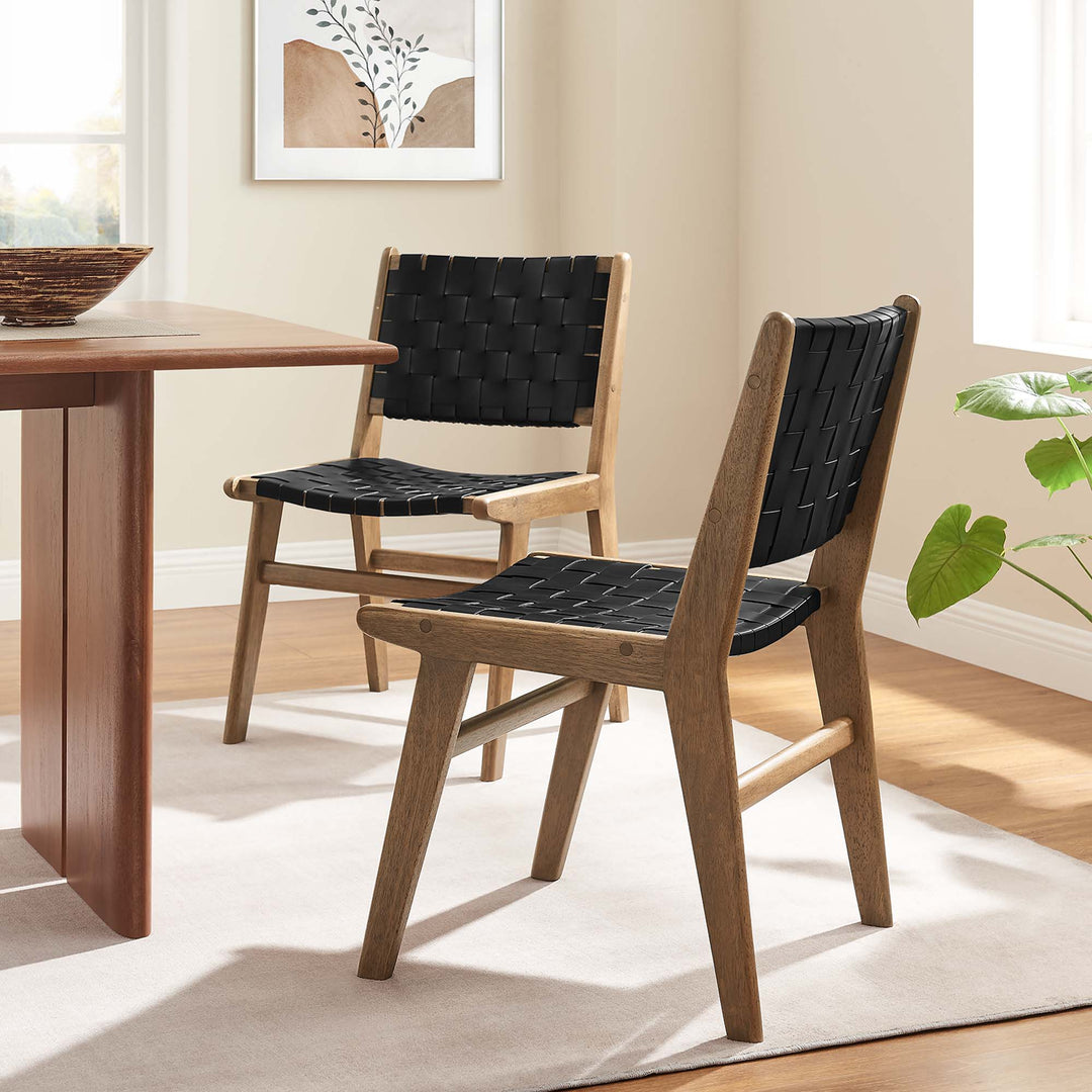 Sylvan Leather Wood Dining Side Chair Set of 2