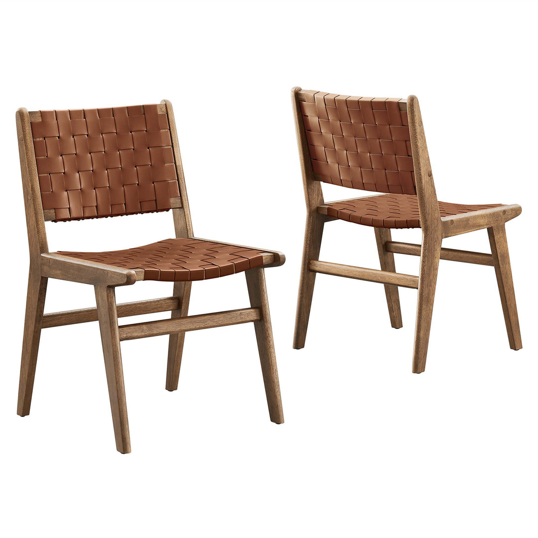 Sylvan Leather Wood Dining Side Chair Set of 2