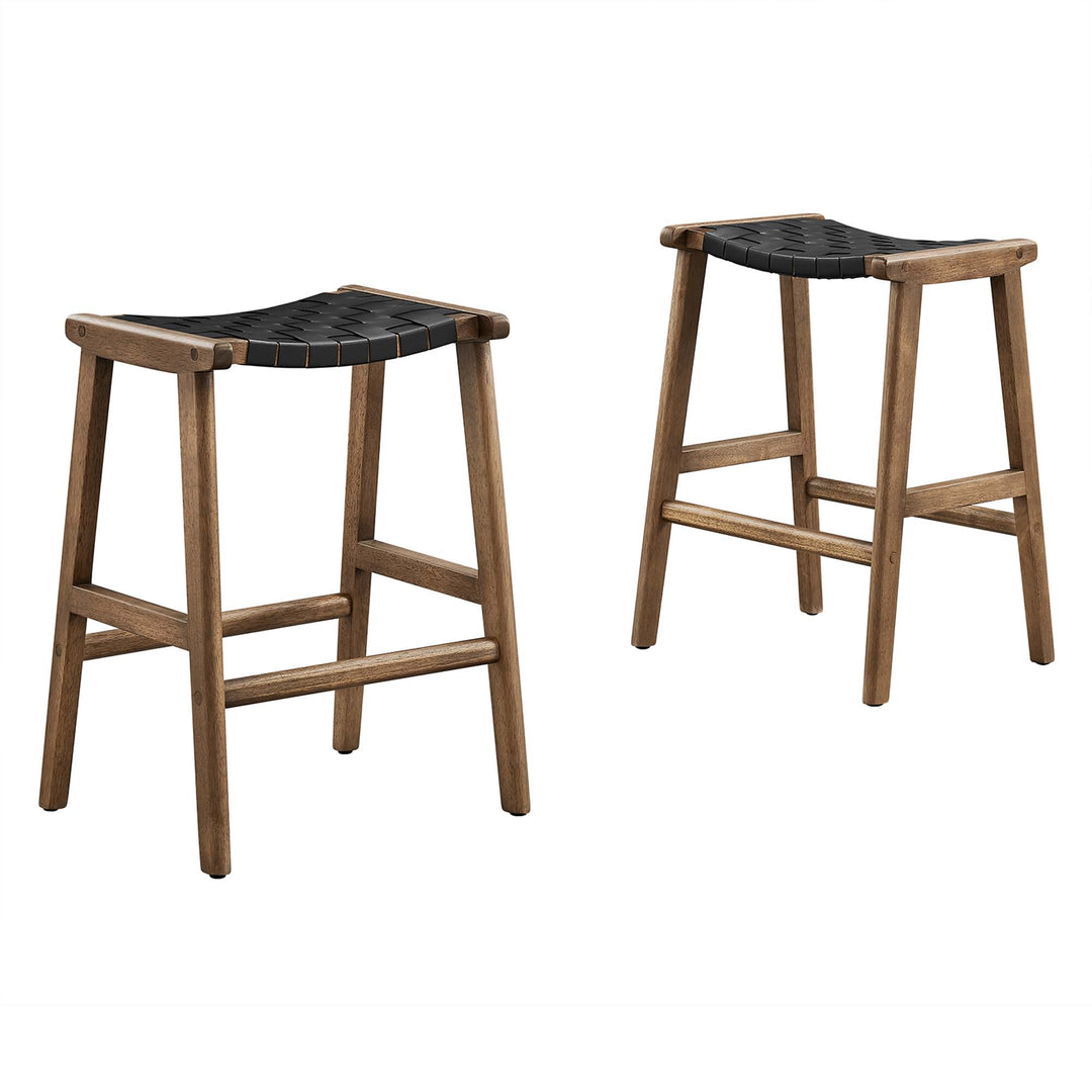 Sylvia Synthetic Leather Wooden Counter Stools Set of 2