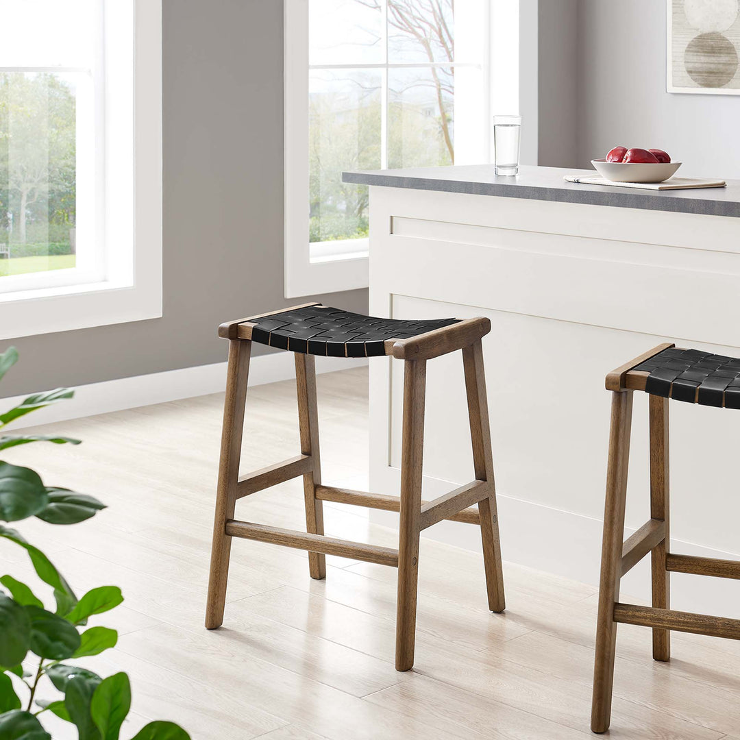 Sylvia Synthetic Leather Wooden Counter Stools Set of 2