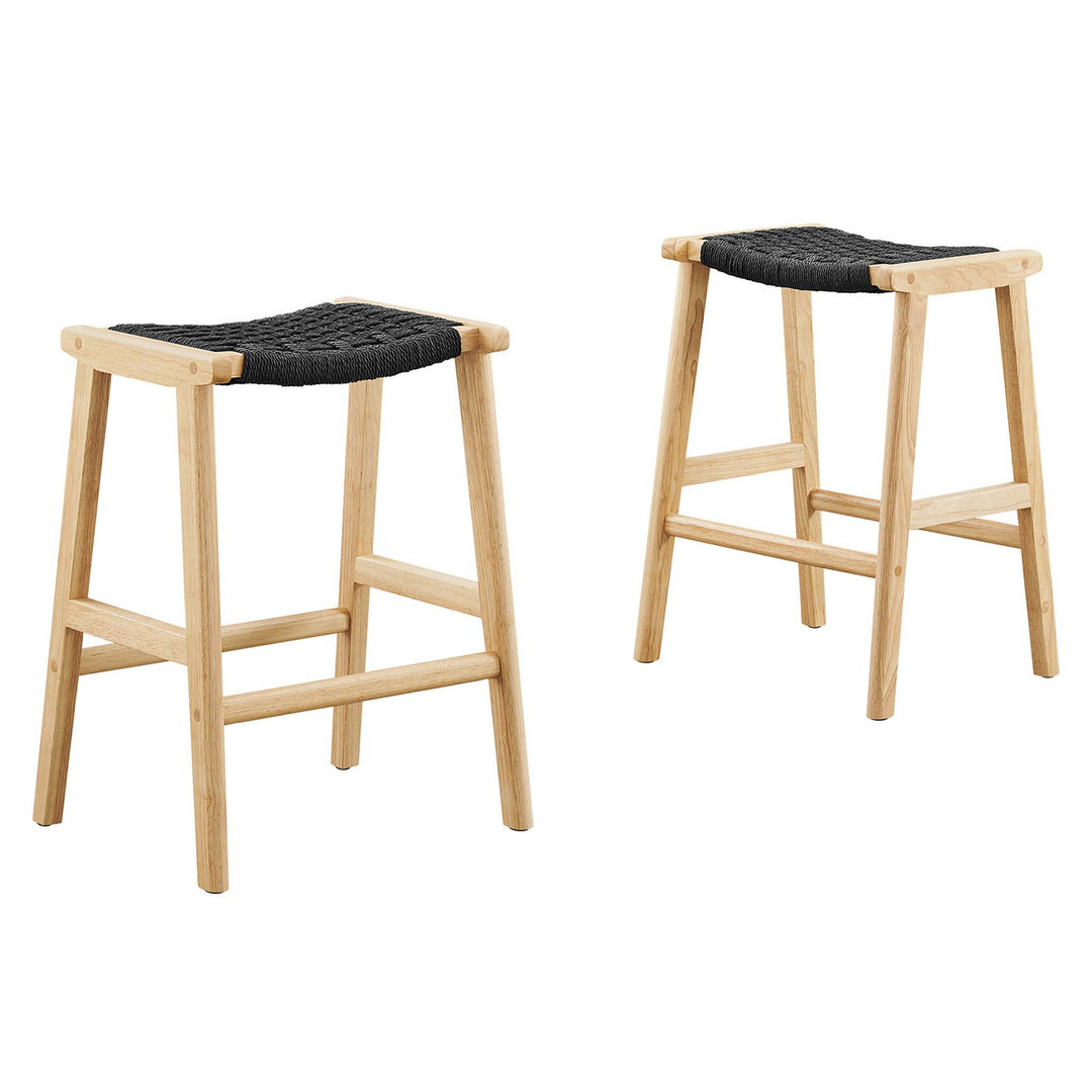 Savanna Woven Rope Wood Counter Stool Set of 2