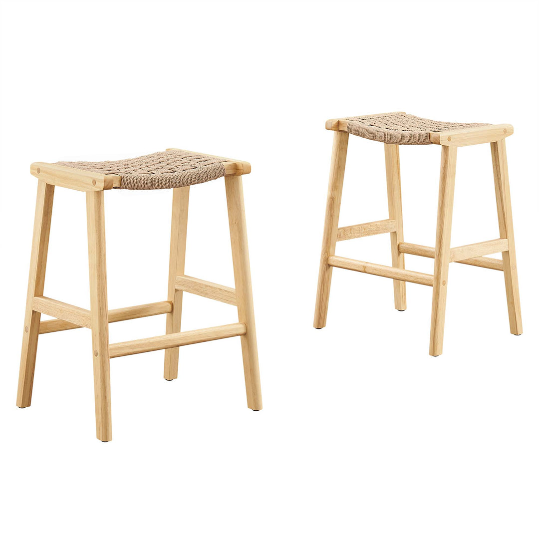 Savanna Woven Rope Wood Counter Stool Set of 2