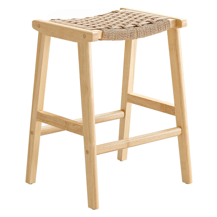 Savanna Woven Rope Wood Counter Stool Set of 2