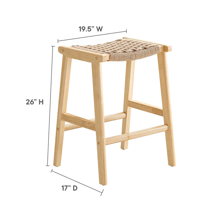 Savanna Woven Rope Wood Counter Stool Set of 2