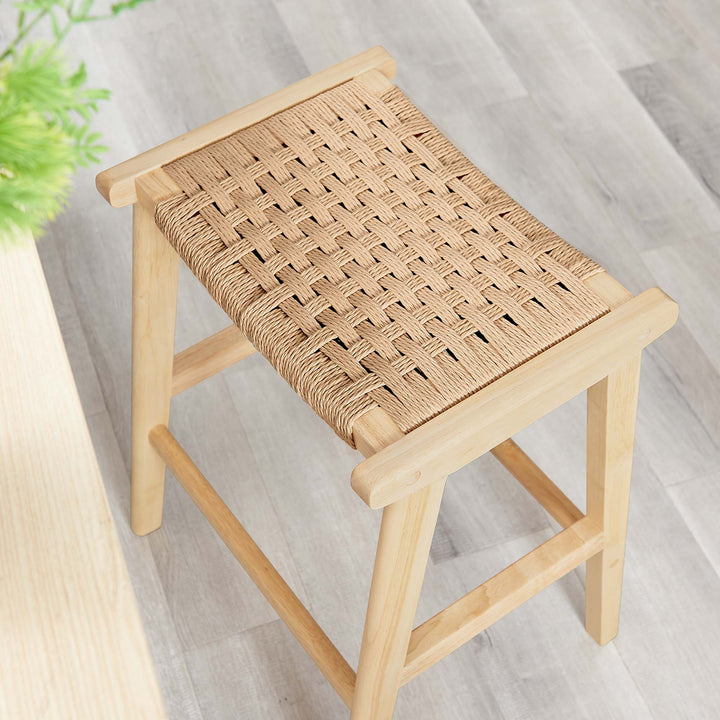 Savanna Woven Rope Wood Counter Stool Set of 2