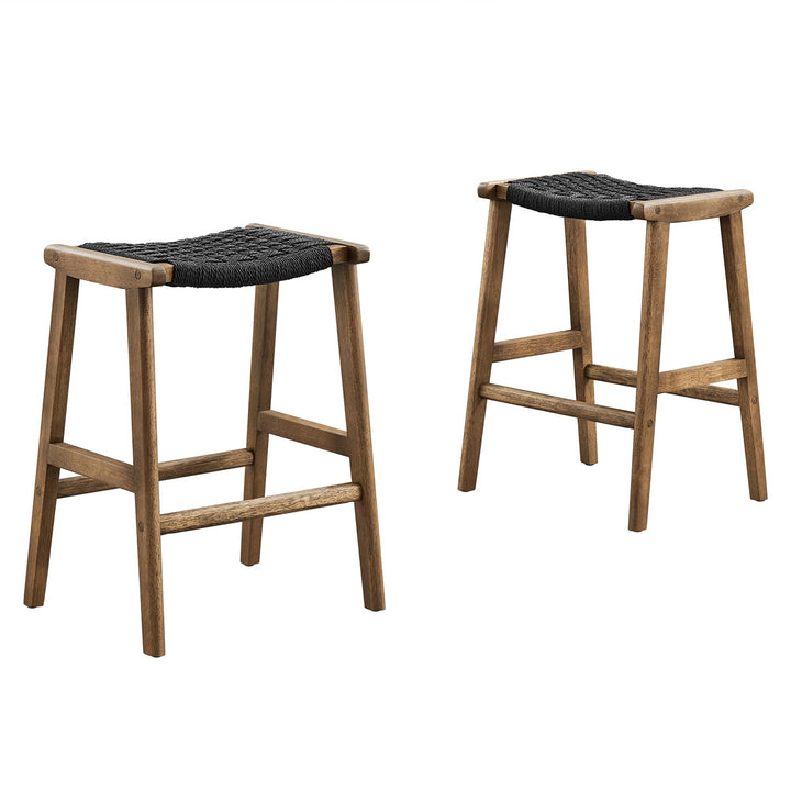 Savanna Woven Rope Wood Counter Stool Set of 2