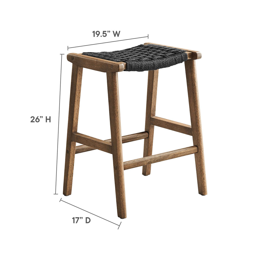 Savanna Woven Rope Wood Counter Stool Set of 2