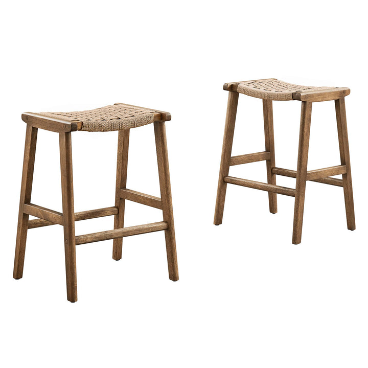 Savanna Woven Rope Wood Counter Stool Set of 2