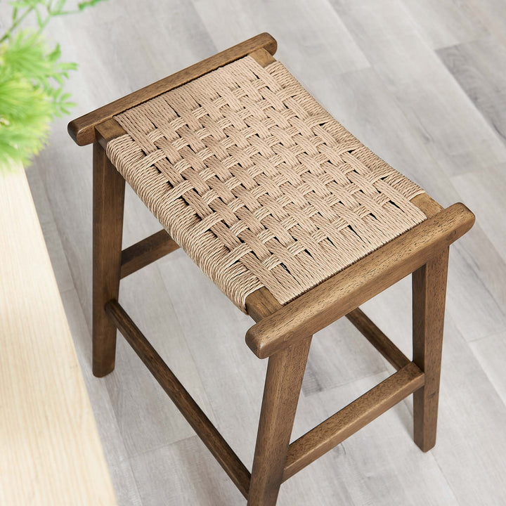 Savanna Woven Rope Wood Counter Stool Set of 2