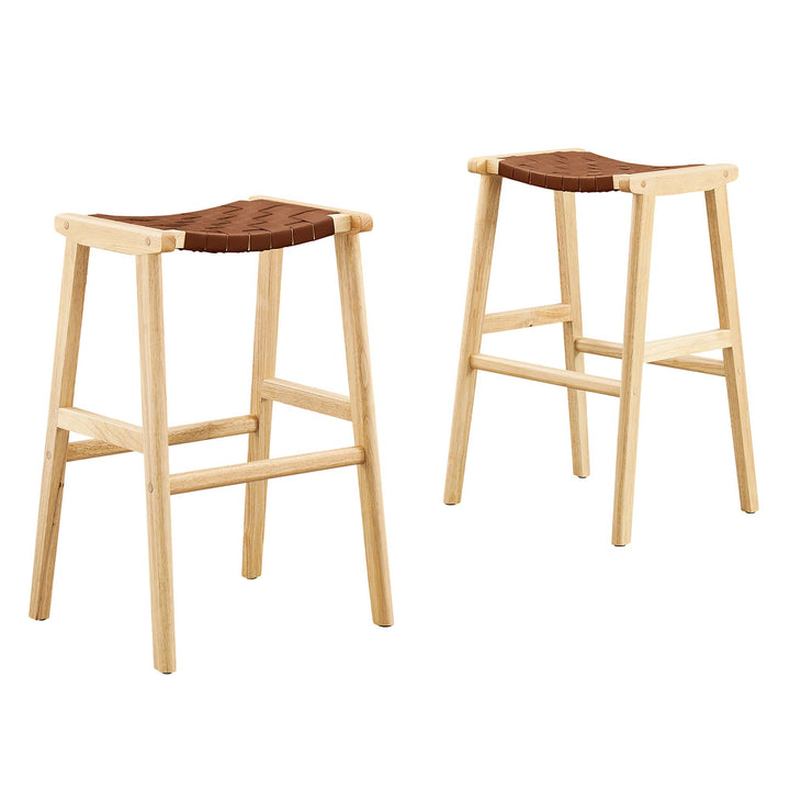 Sylvan Leather Wood Bar Stool Set of 2