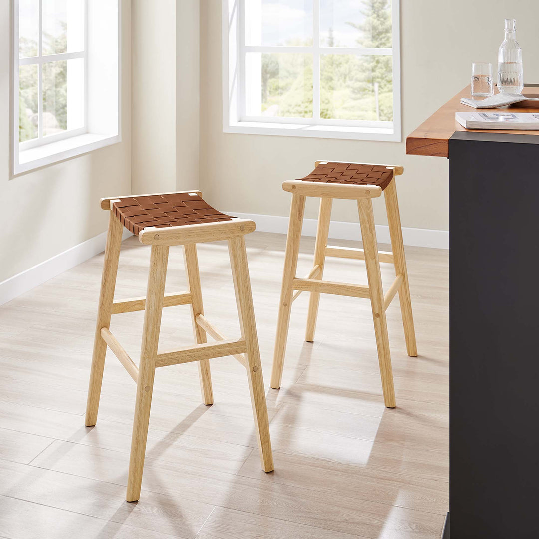 Sylvan Leather Wood Bar Stool Set of 2