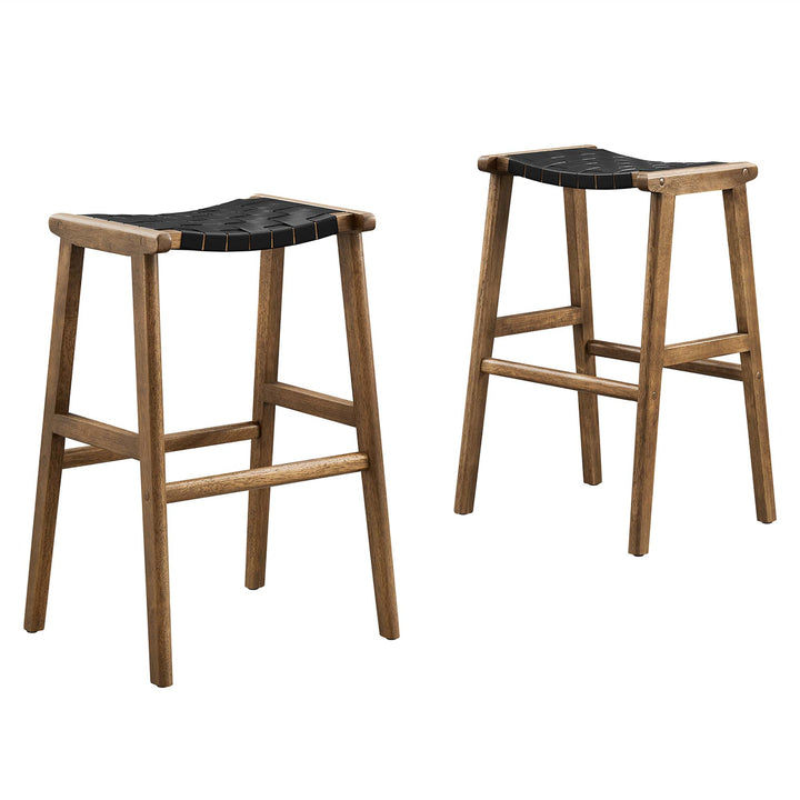 Sylvan Leather Wood Bar Stool Set of 2