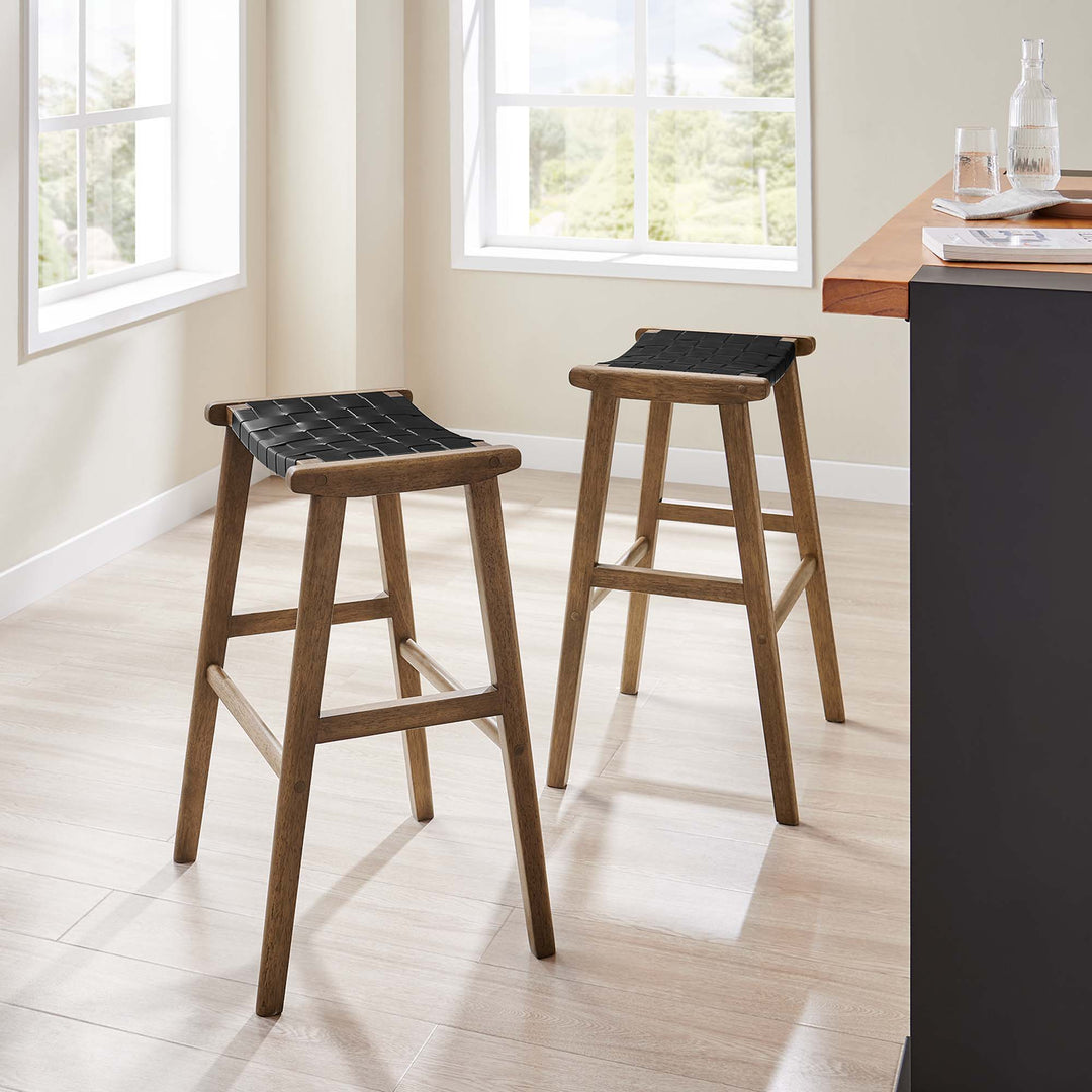 Sylvan Leather Wood Bar Stool Set of 2