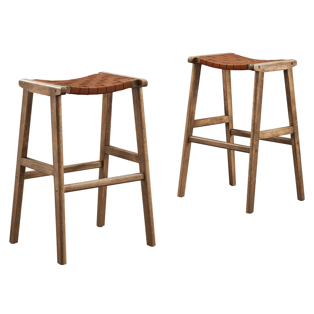 Sylvan Leather Wood Bar Stool Set of 2