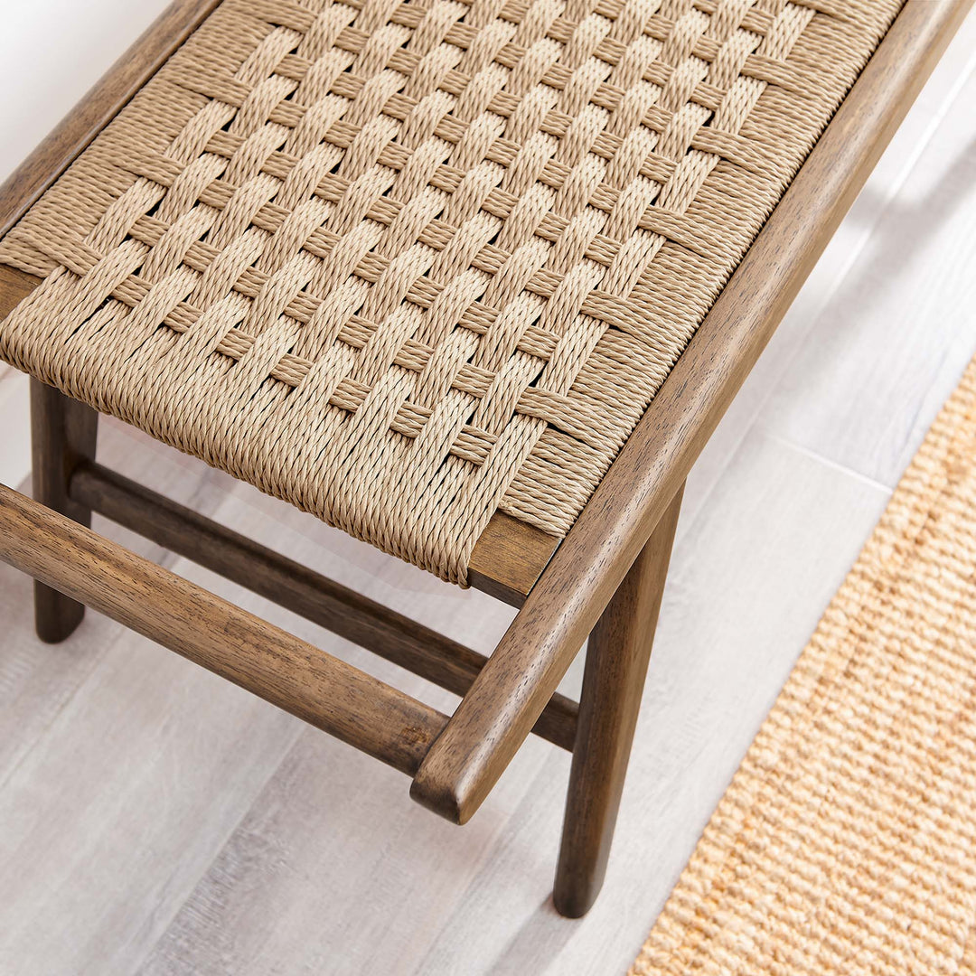 Sienna 47" Woven Rope Wood Bench