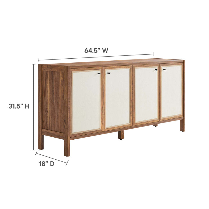 Capri 65" Wood Grain Sideboard Storage Console Cabinet