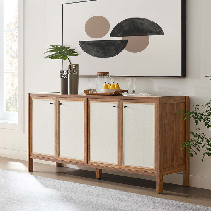 Capri 65" Wood Grain Sideboard Storage Console Cabinet