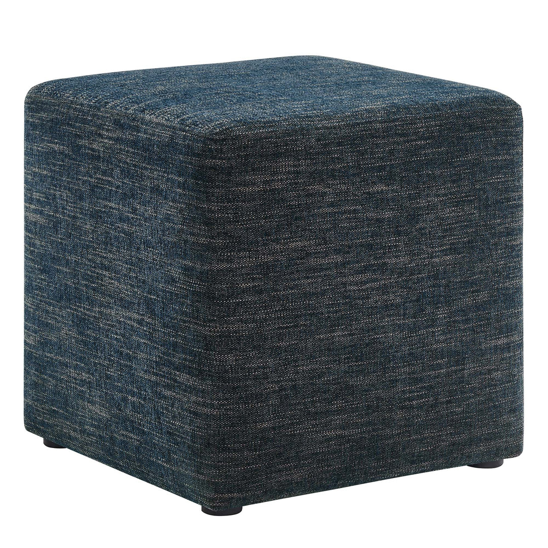 Caden 17" Square Stitched Heathered Fabric Upholstered Ottoman