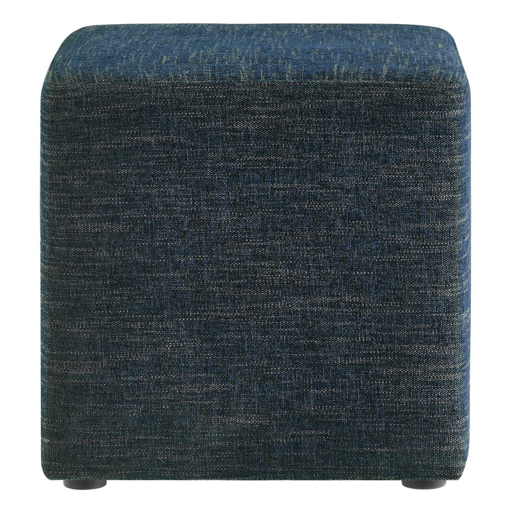 Caden 17" Square Stitched Heathered Fabric Upholstered Ottoman